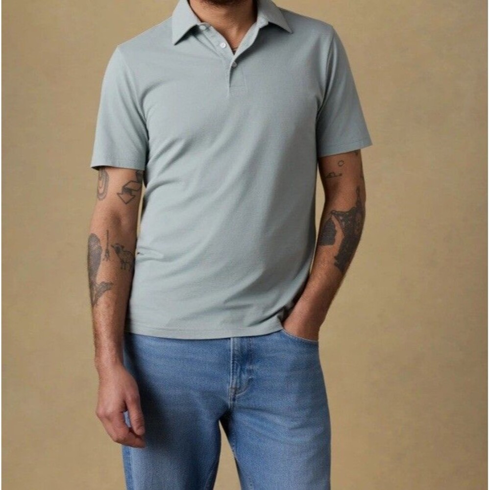 Faherty The Movement Polo Sz M Aspen Green Melange Men’s T Shirt